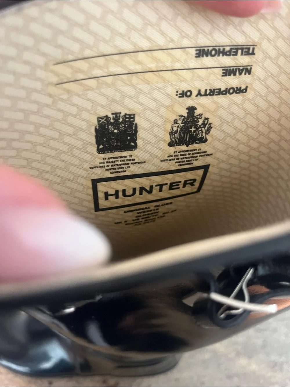 Hunter Black Gloss Tall Rain Boots with Side Buckle